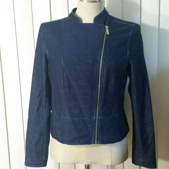 Liz Claiborne Blue Jacket Blazer Zip Petite PS - Picture 3 of 7